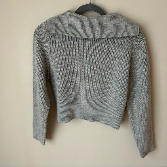 WAYF Nelle Half Zip Pullover Cropped Grey Collared Sweater Women’s Size Small - Picture 6 of 7
